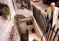 John Stalker investigates Lord Lucan Disappearance 1999 standing outside 46 Lower Belgrade Street - the basement home of Lady Lucan where Sandra Rivett was attacked and murdered.