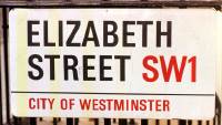 Elizabeth Street Sign London November 1999 where Lord Lucan lived in flat at Number 72a.