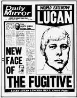 Mirror Front Page 1976. Daily Mirror Front Page - Lord Lucan living in South Africa.